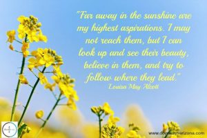 Yellow Blossom and Quotation from Lousa May Alcott